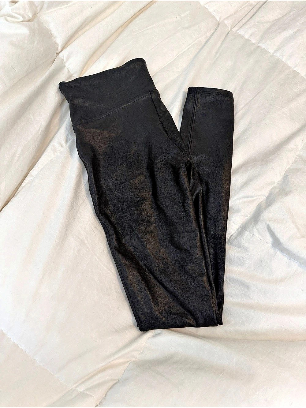 SPANX Faux Leather Black Leggings Small
